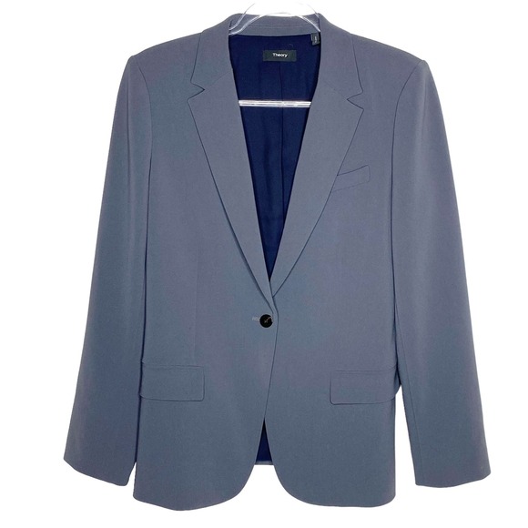 Theory Womens Size 8 Gray Staple Blazer Admiral Crepe - Picture 1 of 8